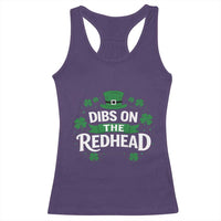 Funny Irish St Patricks Day Dibs On The Redhead Racerback Tank Top Lucky Shamrock Clovers