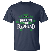 Funny Irish St Patricks Day Dibs On The Redhead T Shirt Lucky Shamrock Clovers