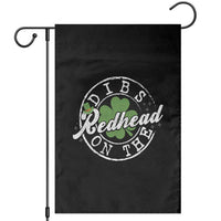 Funny Irish St Patricks Day Dibs On The Redhead Garden Flag Retro Lucky Shamrock