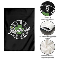 Funny Irish St Patricks Day Dibs On The Redhead Garden Flag Retro Lucky Shamrock