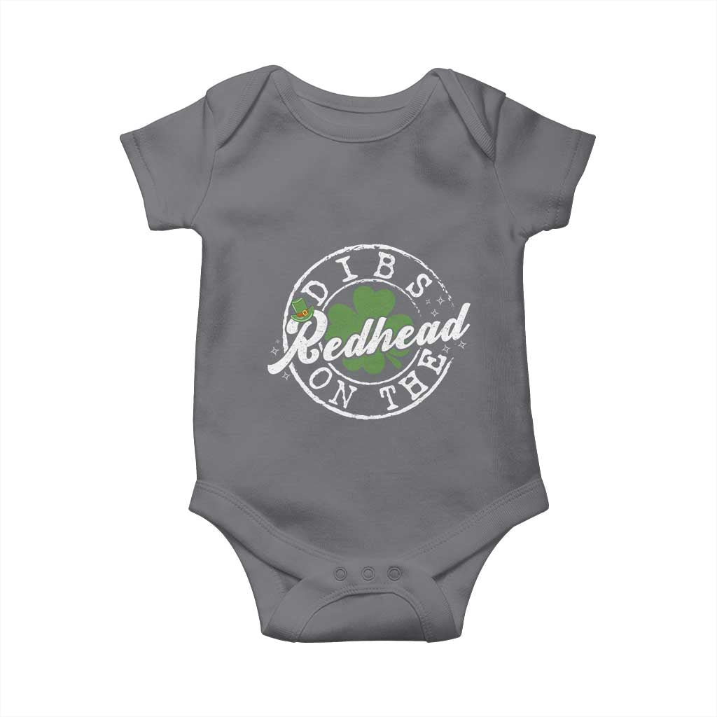 Funny Irish St Patricks Day Dibs On The Redhead Baby Onesie Retro Lucky Shamrock