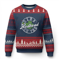 Funny Irish St Patricks Day Dibs On The Redhead Ugly Christmas Sweater Retro Lucky Shamrock
