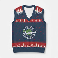 Funny Irish St Patricks Day Dibs On The Redhead V-Neck Knit Sweater Vest Retro Lucky Shamrock
