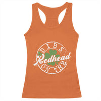 Funny Irish St Patricks Day Dibs On The Redhead Racerback Tank Top Retro Lucky Shamrock