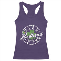 Funny Irish St Patricks Day Dibs On The Redhead Racerback Tank Top Retro Lucky Shamrock