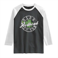 Funny Irish St Patricks Day Dibs On The Redhead Raglan Shirt Retro Lucky Shamrock