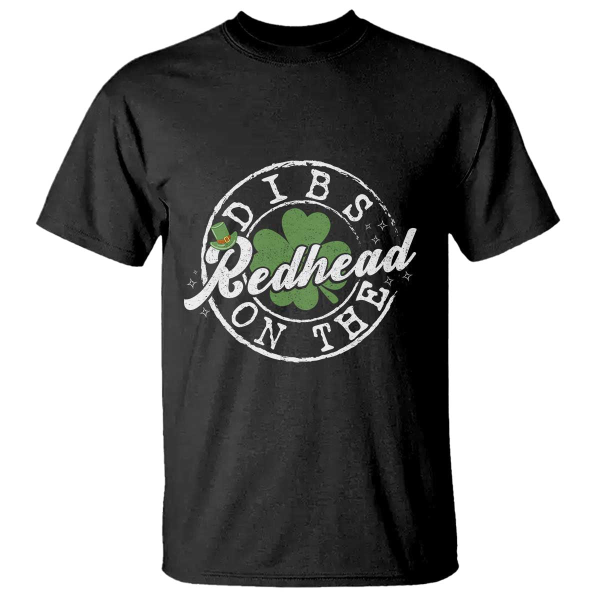 Funny Irish St Patricks Day Dibs On The Redhead T Shirt Retro Lucky Shamrock