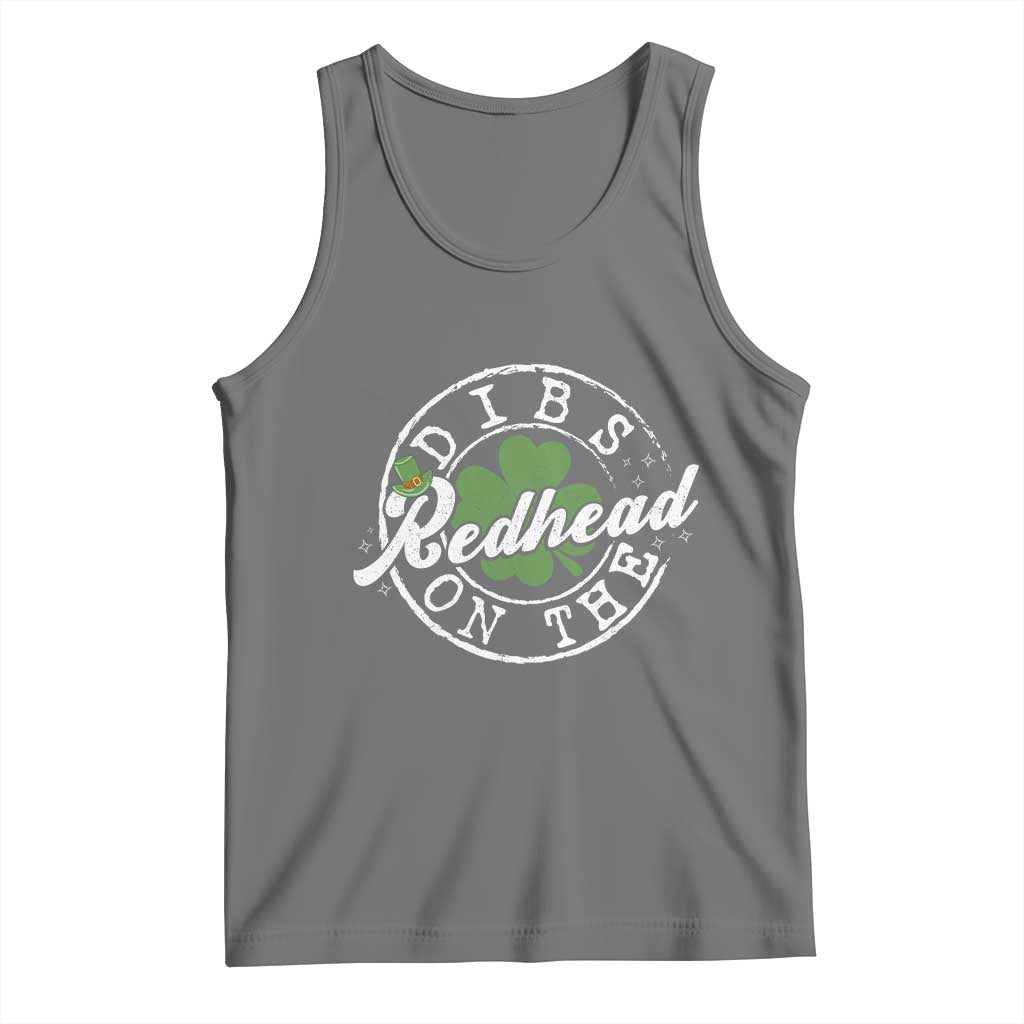Funny Irish St Patricks Day Dibs On The Redhead Tank Top Retro Lucky Shamrock