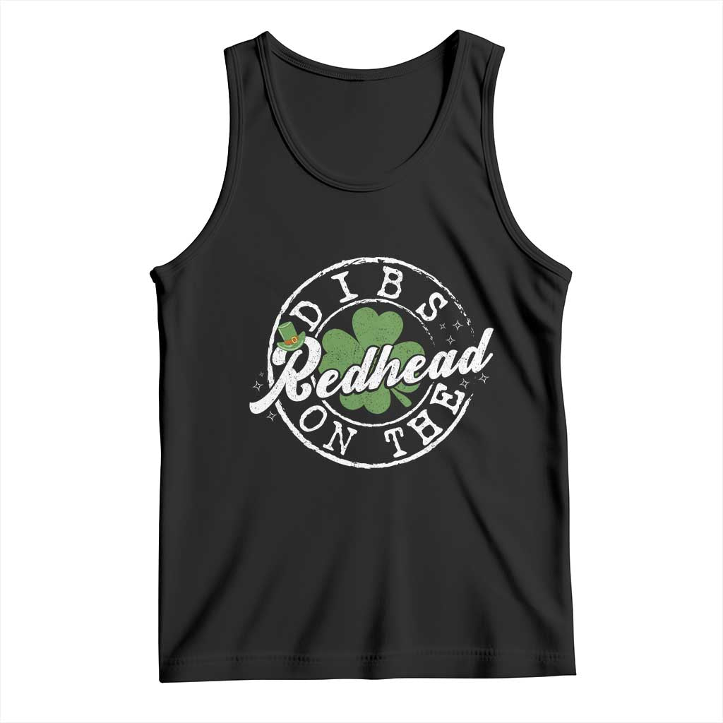 Funny Irish St Patricks Day Dibs On The Redhead Tank Top Retro Lucky Shamrock