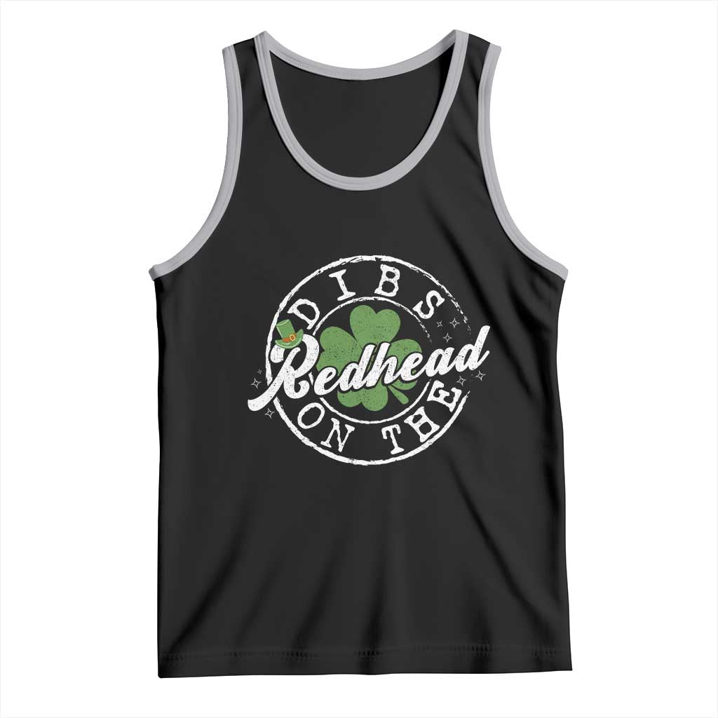 Funny Irish St Patricks Day Dibs On The Redhead Tank Top Retro Lucky Shamrock