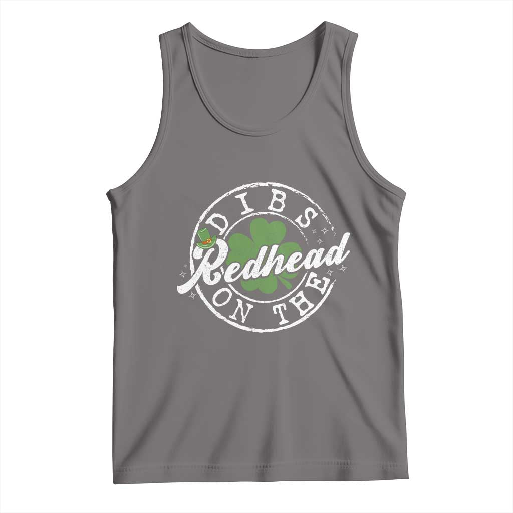 Funny Irish St Patricks Day Dibs On The Redhead Tank Top Retro Lucky Shamrock