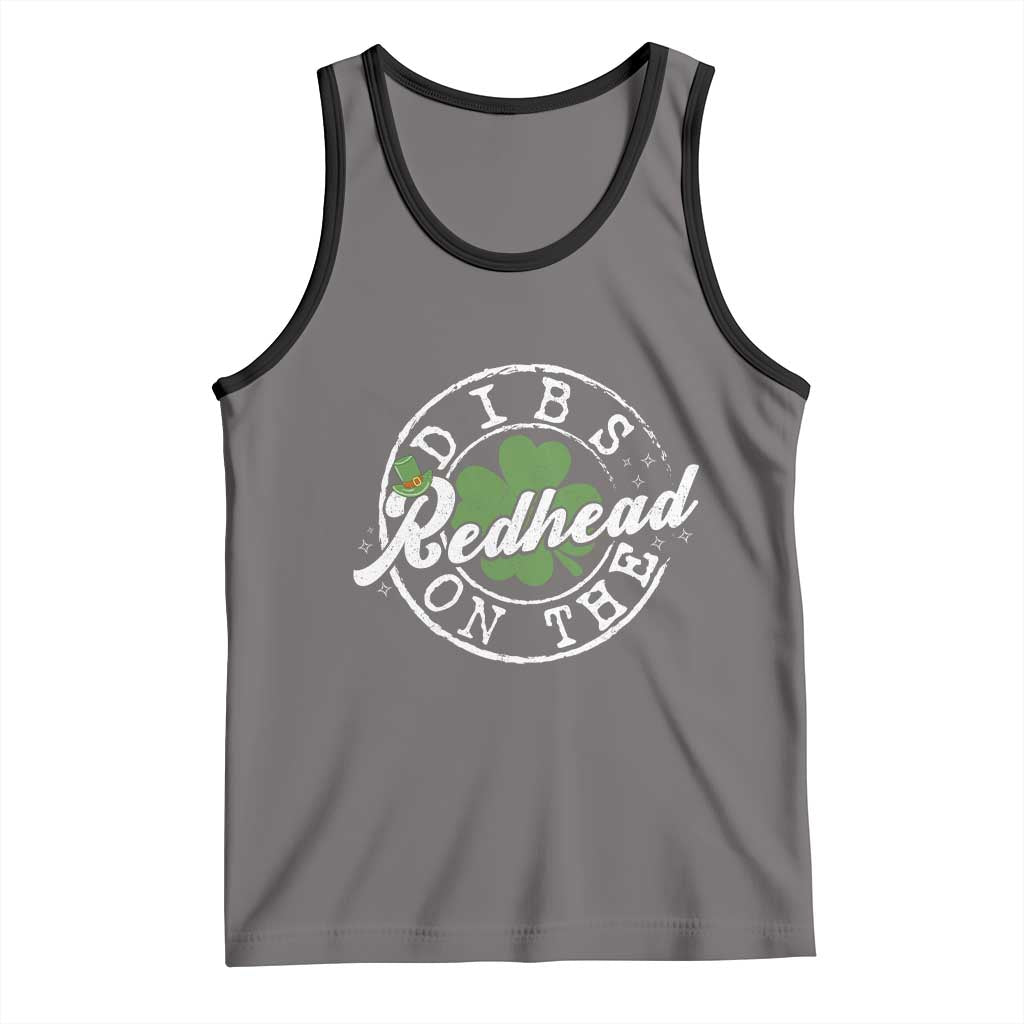 Funny Irish St Patricks Day Dibs On The Redhead Tank Top Retro Lucky Shamrock