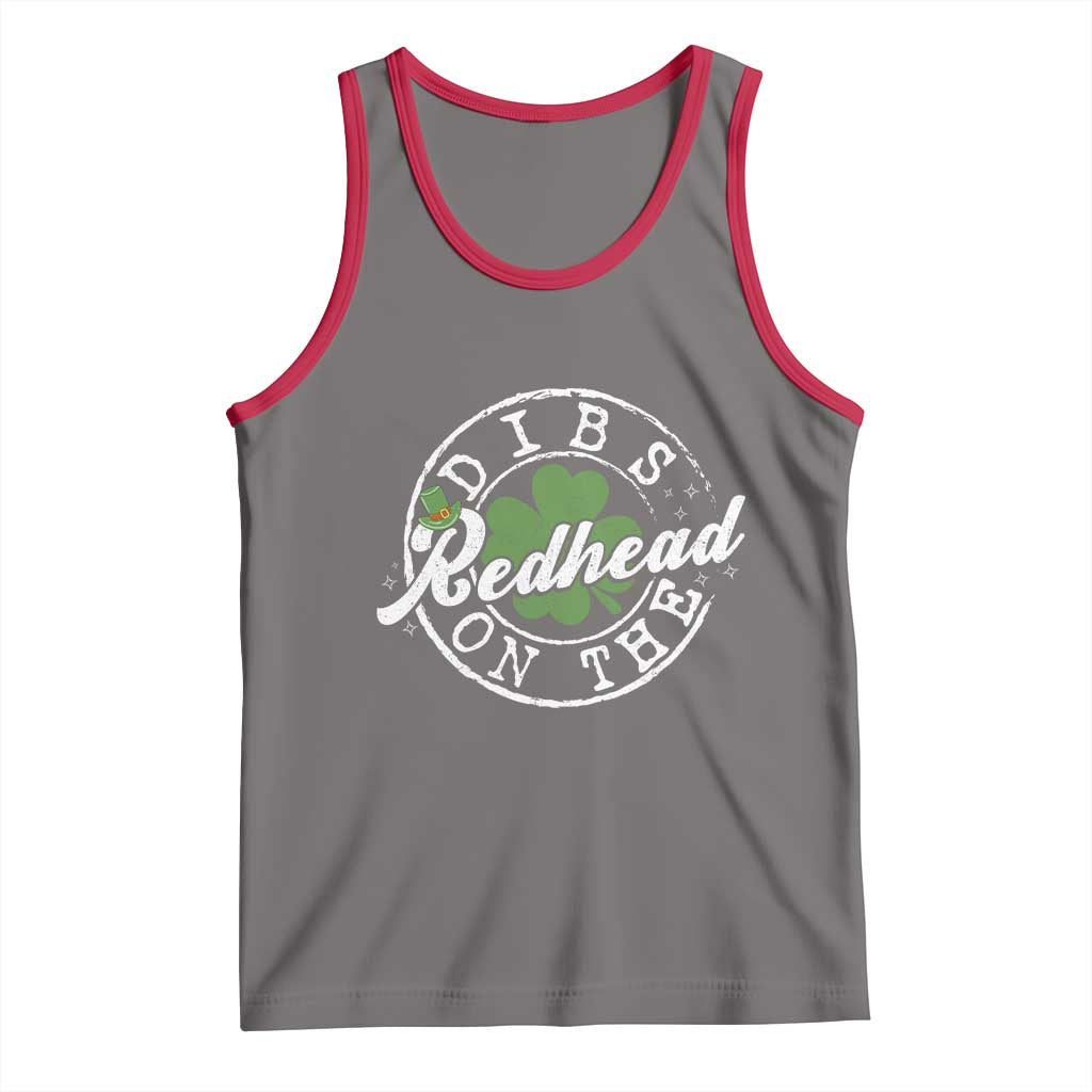 Funny Irish St Patricks Day Dibs On The Redhead Tank Top Retro Lucky Shamrock