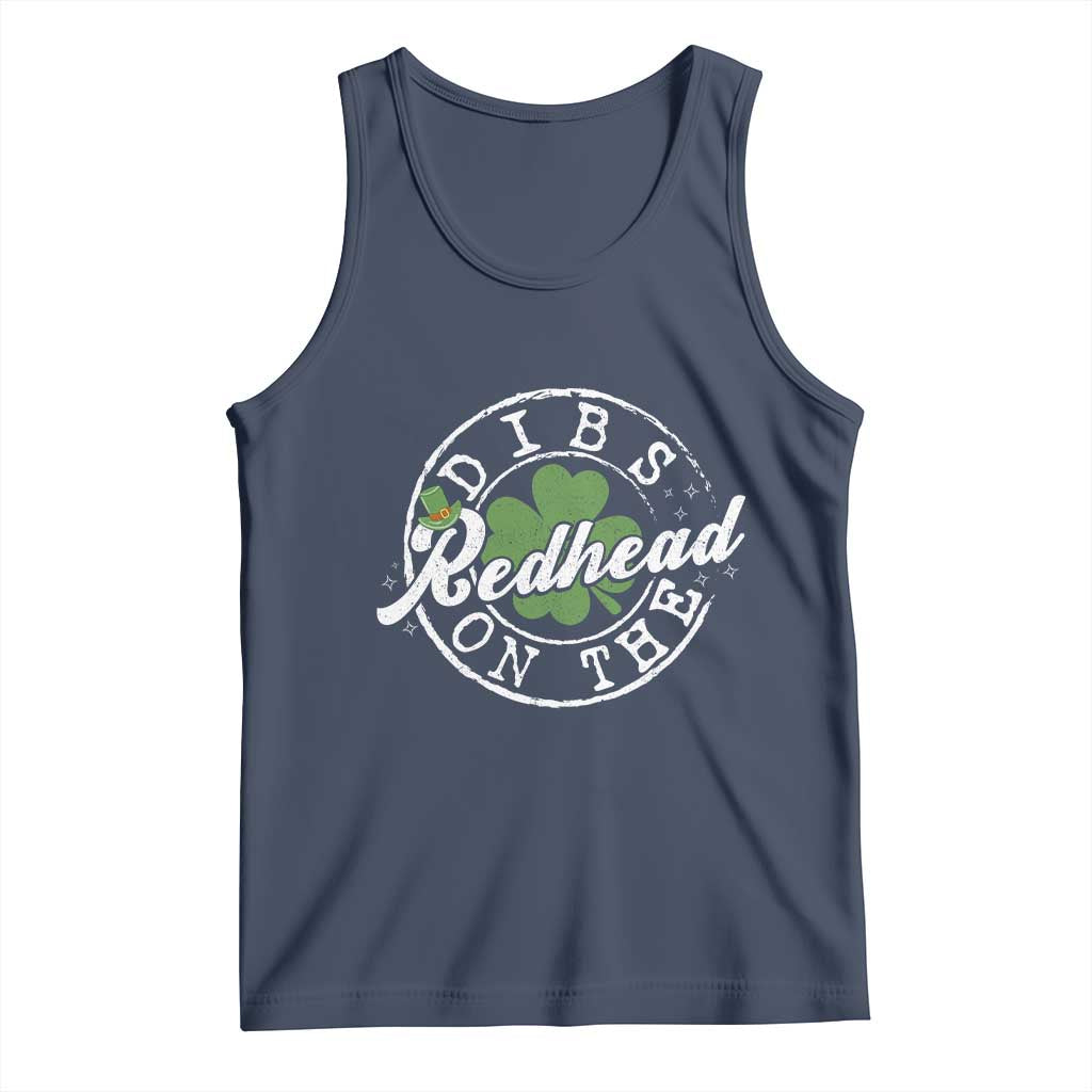 Funny Irish St Patricks Day Dibs On The Redhead Tank Top Retro Lucky Shamrock