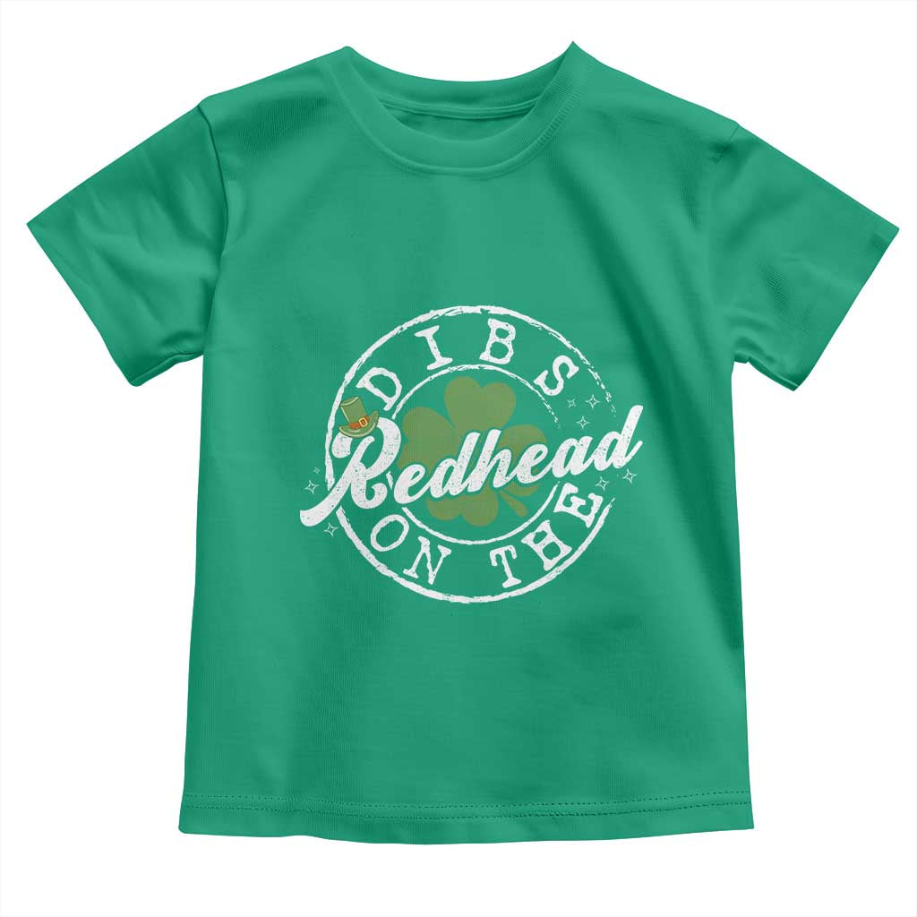 Funny Irish St Patricks Day Dibs On The Redhead Toddler T Shirt Retro Lucky Shamrock