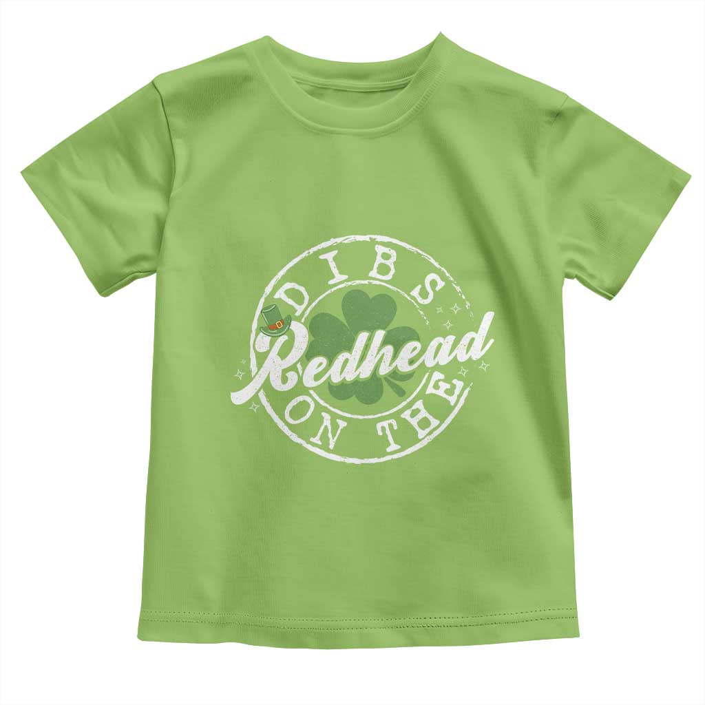Funny Irish St Patricks Day Dibs On The Redhead Toddler T Shirt Retro Lucky Shamrock