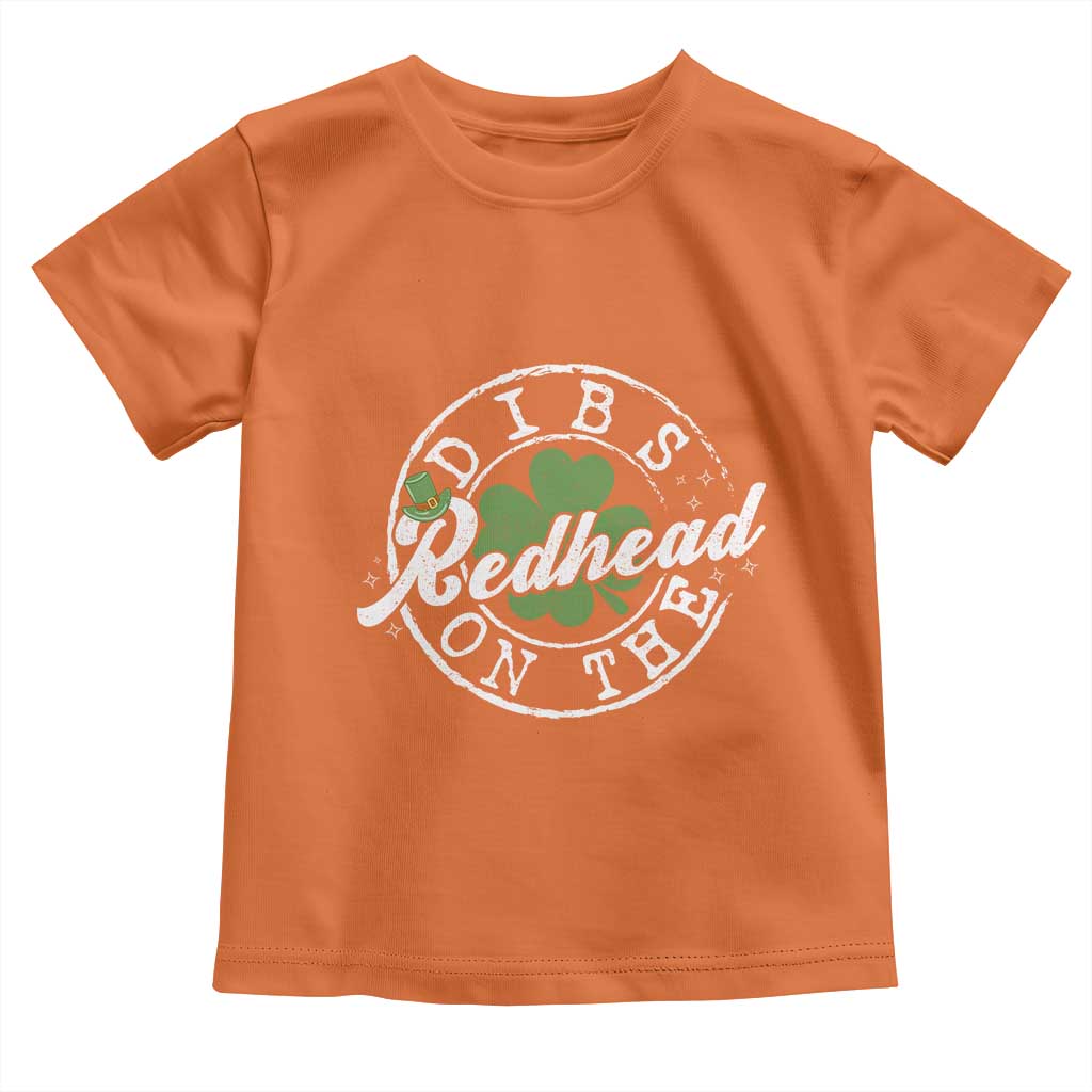 Funny Irish St Patricks Day Dibs On The Redhead Toddler T Shirt Retro Lucky Shamrock