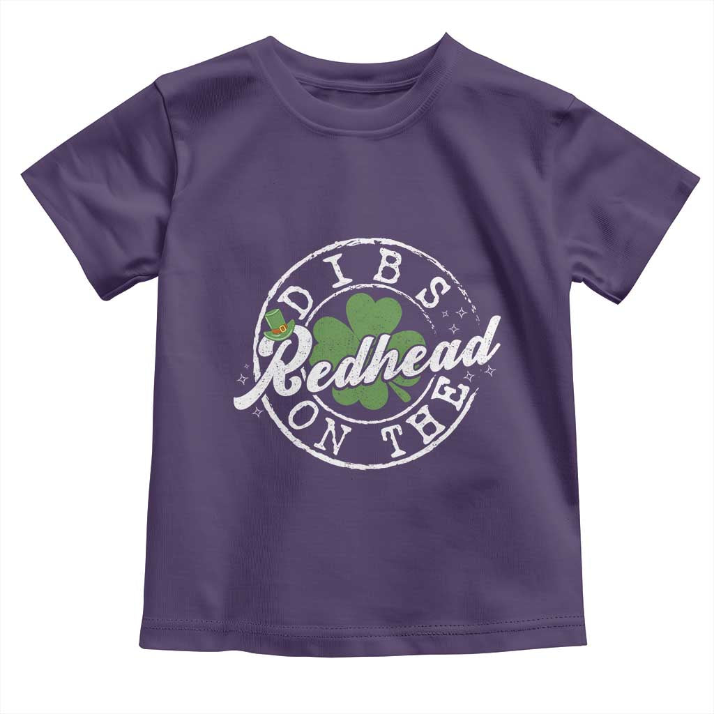 Funny Irish St Patricks Day Dibs On The Redhead Toddler T Shirt Retro Lucky Shamrock