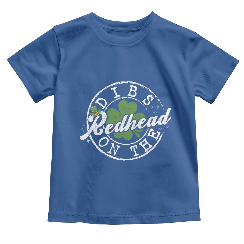 Funny Irish St Patricks Day Dibs On The Redhead Toddler T Shirt Retro Lucky Shamrock