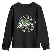 Funny Irish St Patricks Day Dibs On The Redhead Youth Sweatshirt Retro Lucky Shamrock