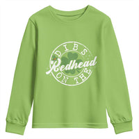 Funny Irish St Patricks Day Dibs On The Redhead Youth Sweatshirt Retro Lucky Shamrock