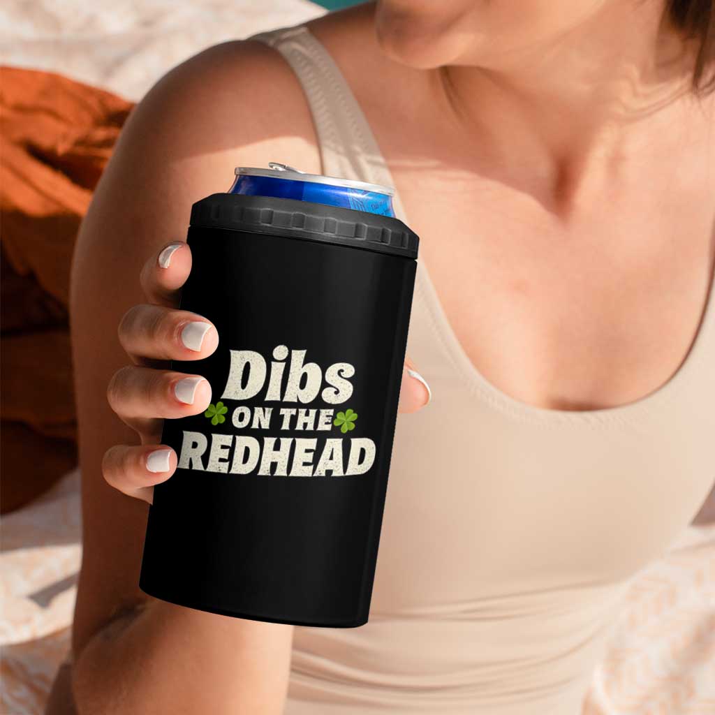 Dibs On The Redhead 4 in 1 Can Cooler Tumbler Funny Irish St Patricks Day Lucky Shamrock
