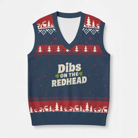 Dibs On The Redhead V-Neck Knit Sweater Vest Funny Irish St Patricks Day Lucky Shamrock