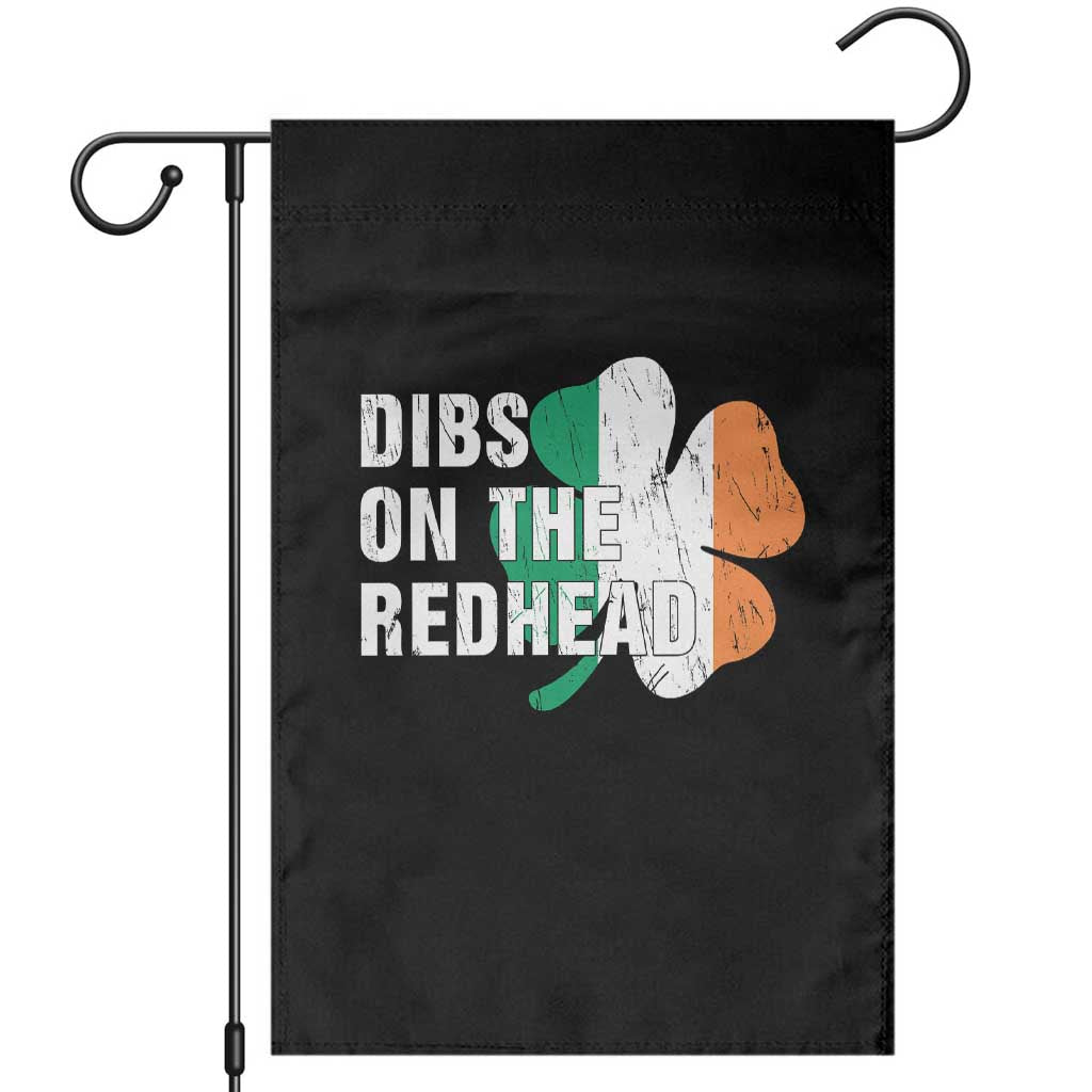 Dibs On The Redhead Garden Flag Funny Irish St Patricks Day Shamrock
