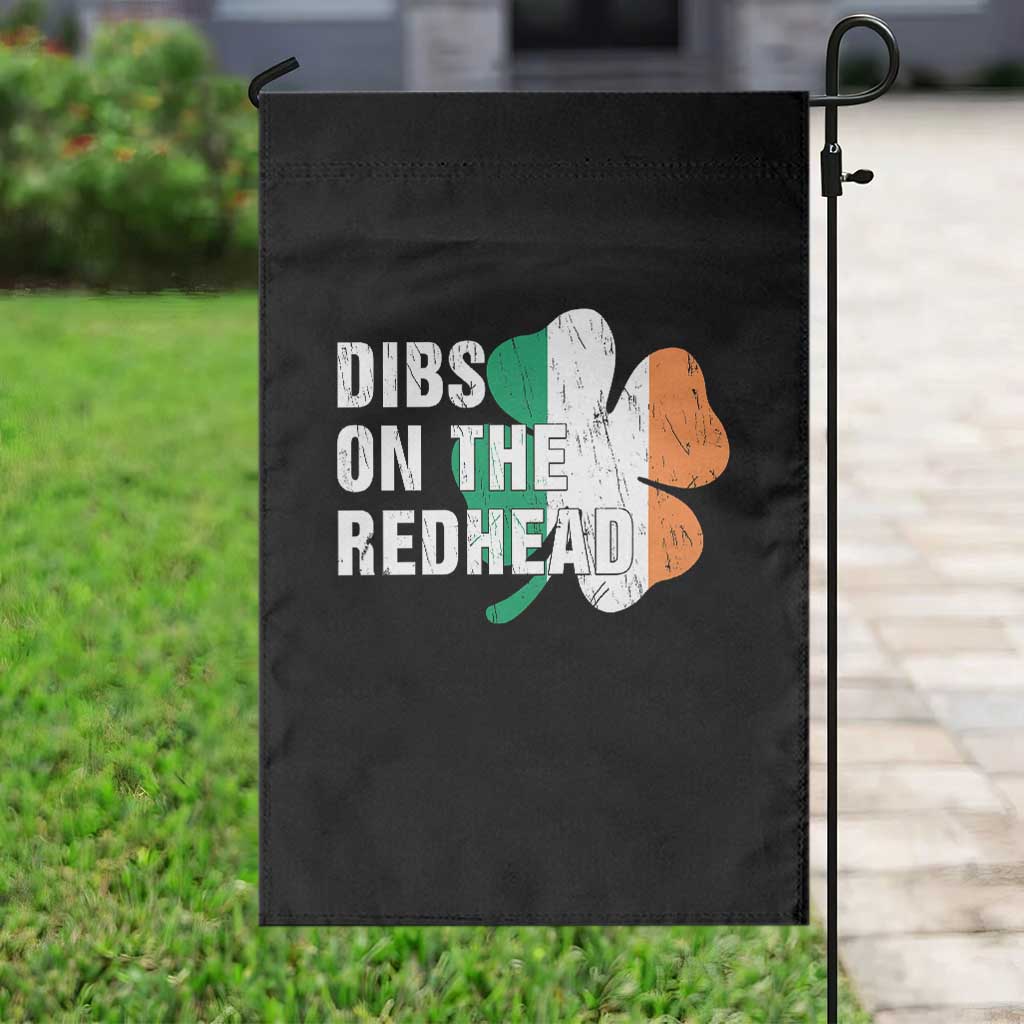 Dibs On The Redhead Garden Flag Funny Irish St Patricks Day Shamrock