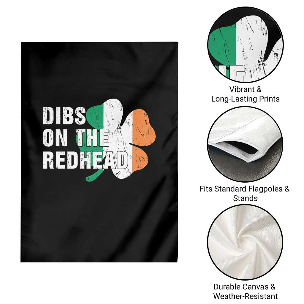 Dibs On The Redhead Garden Flag Funny Irish St Patricks Day Shamrock