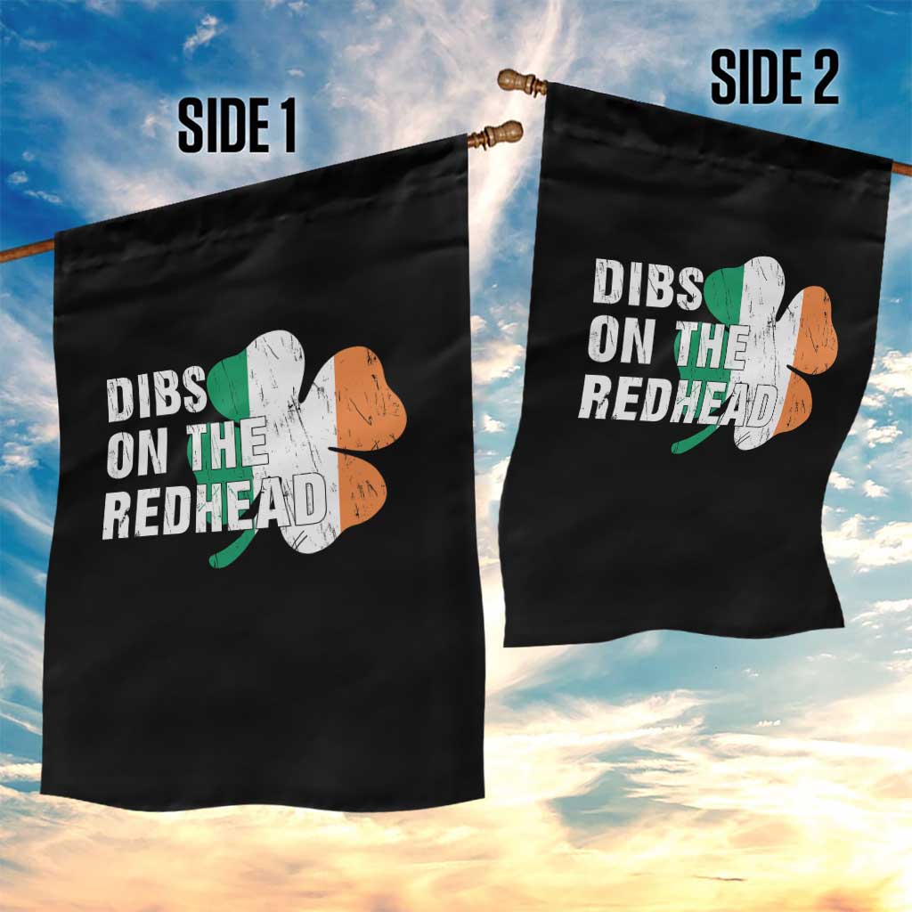 Dibs On The Redhead Garden Flag Funny Irish St Patricks Day Shamrock