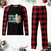 Dibs On The Redhead Plaid Pajama Set Funny Irish St Patricks Day Shamrock