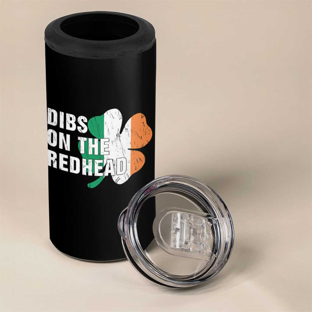 Dibs On The Redhead 4 in 1 Can Cooler Tumbler Funny Irish St Patricks Day Shamrock