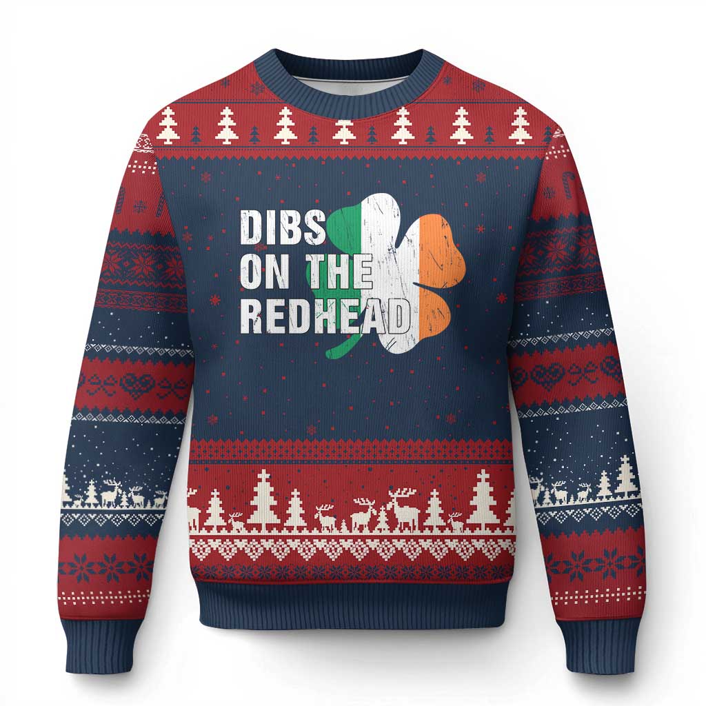 Dibs On The Redhead Ugly Christmas Sweater Funny Irish St Patricks Day Shamrock