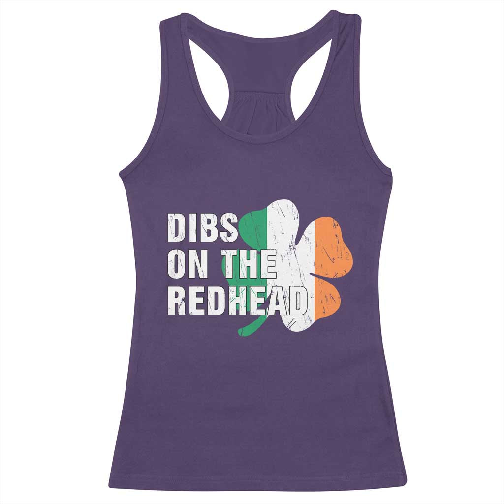 Dibs On The Redhead Racerback Tank Top Funny Irish St Patricks Day Shamrock
