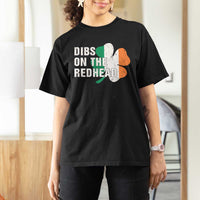 Dibs On The Redhead T Shirt For Women Funny Irish St Patricks Day Shamrock