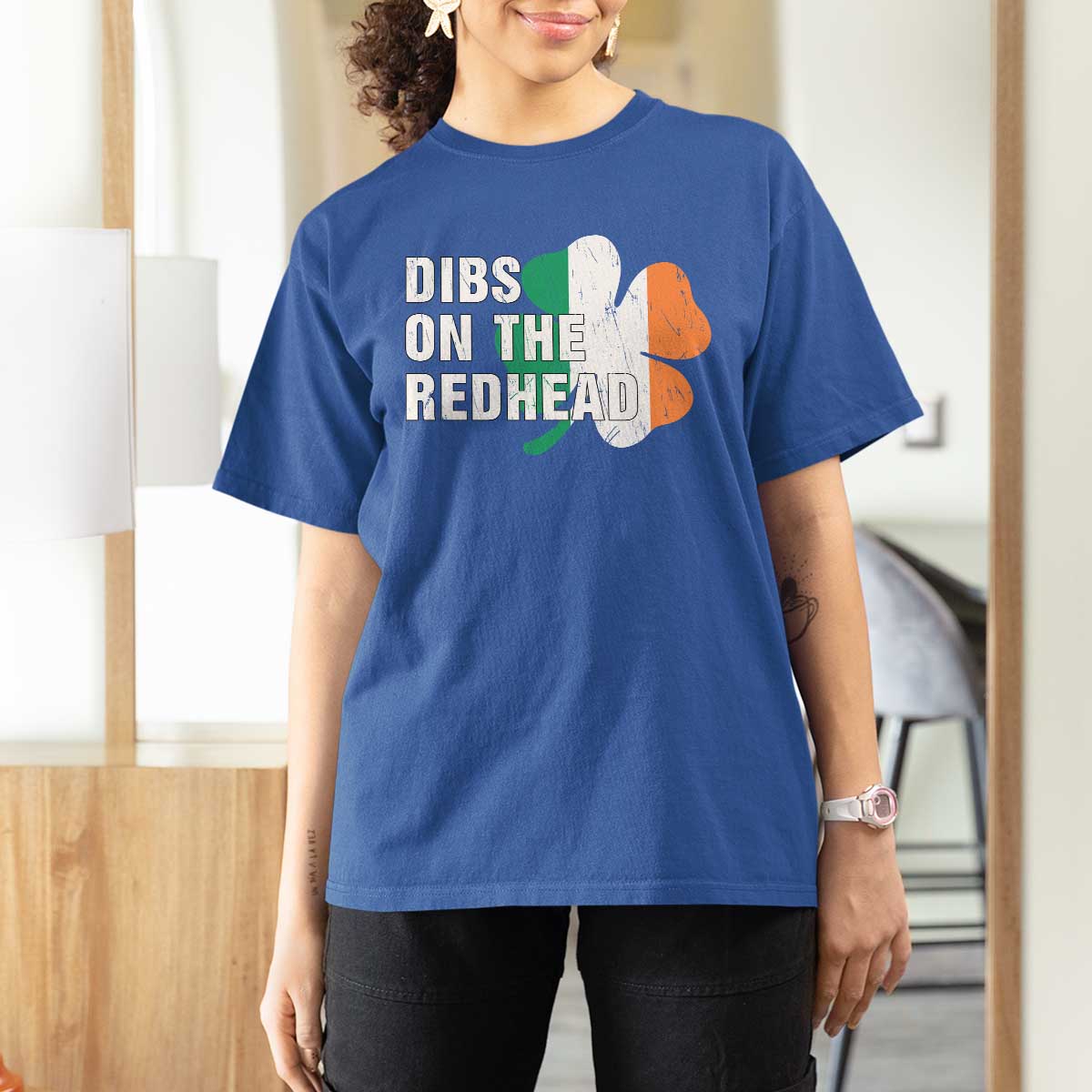 Dibs On The Redhead T Shirt For Women Funny Irish St Patricks Day Shamrock