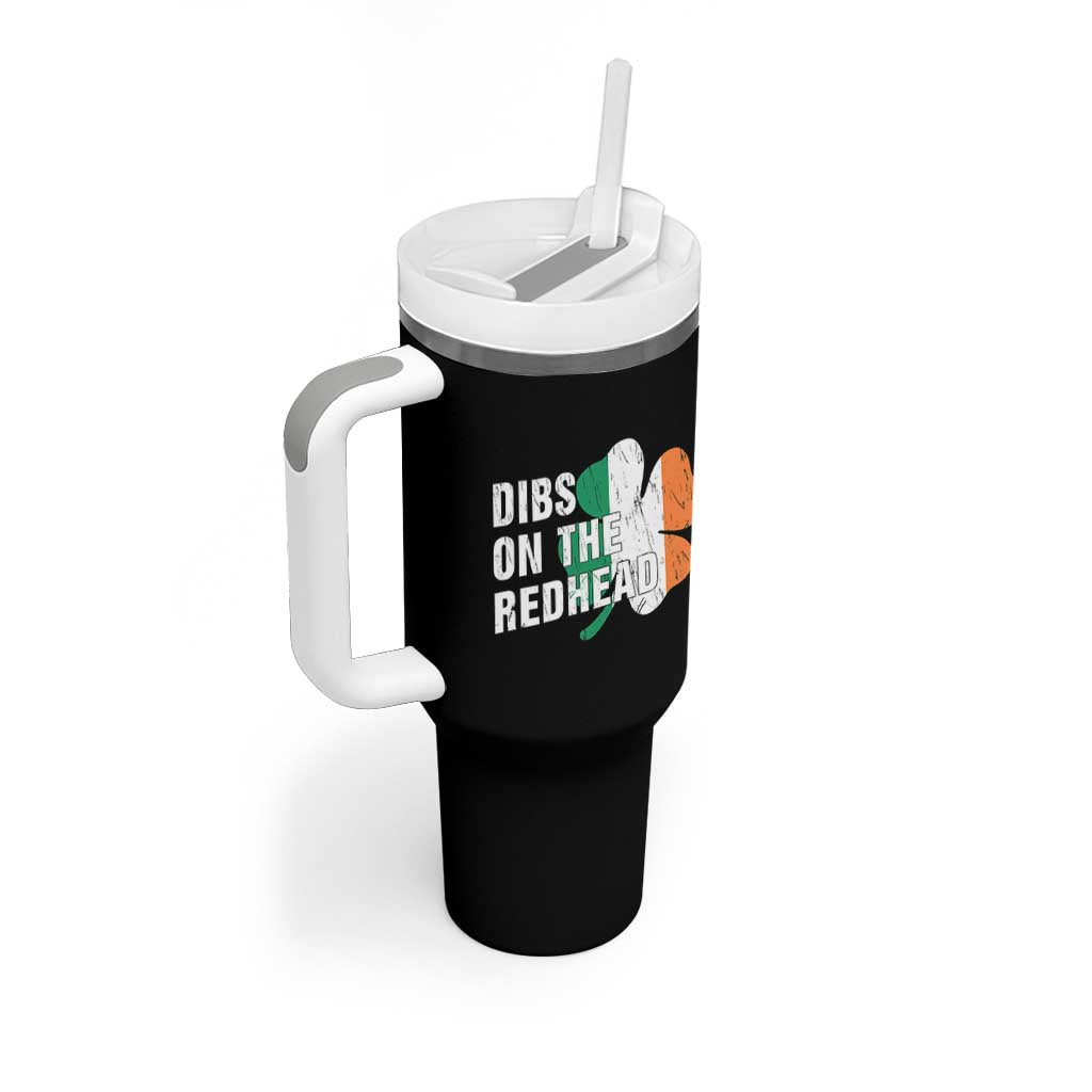 Dibs On The Redhead Tumbler With Handle Funny Irish St Patricks Day Shamrock