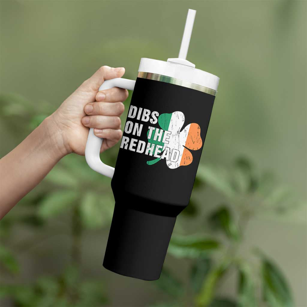 Dibs On The Redhead Tumbler With Handle Funny Irish St Patricks Day Shamrock