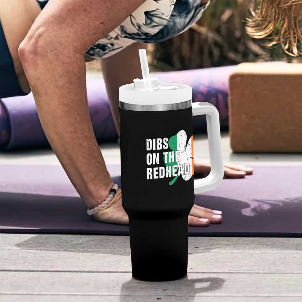 Dibs On The Redhead Tumbler With Handle Funny Irish St Patricks Day Shamrock