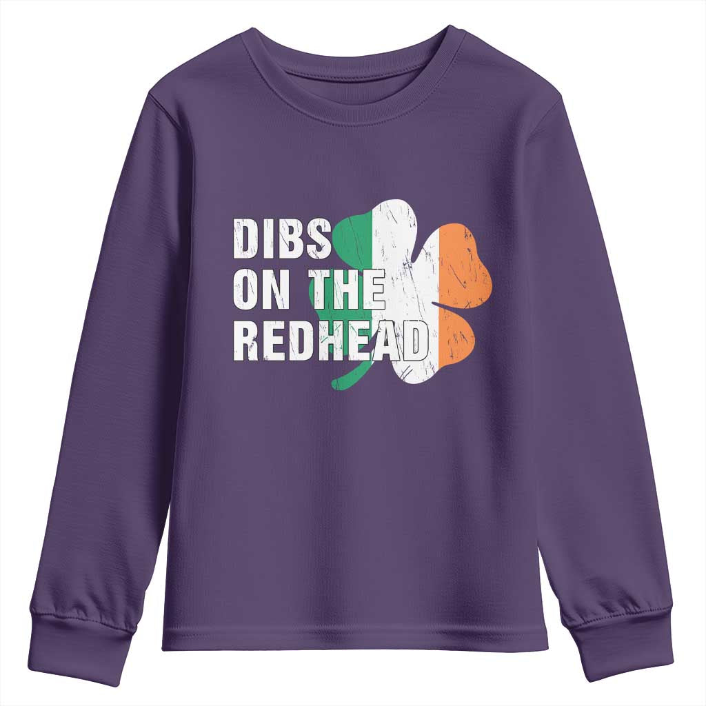 Dibs On The Redhead Youth Sweatshirt Funny Irish St Patricks Day Shamrock