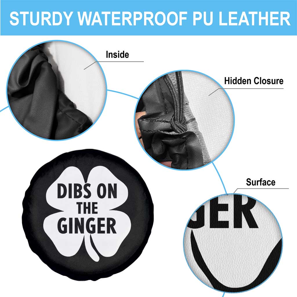 St Patricks Day Shamrock Dibs On The Ginger Spare Tire Cover Funny Redhead Irish