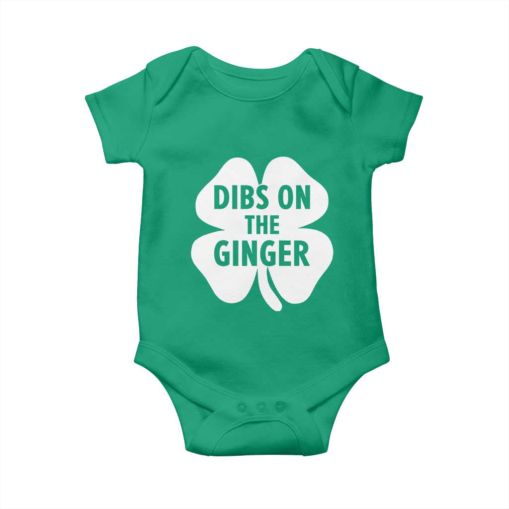 St Patricks Day Shamrock Dibs On The Ginger Baby Onesie Funny Redhead Irish