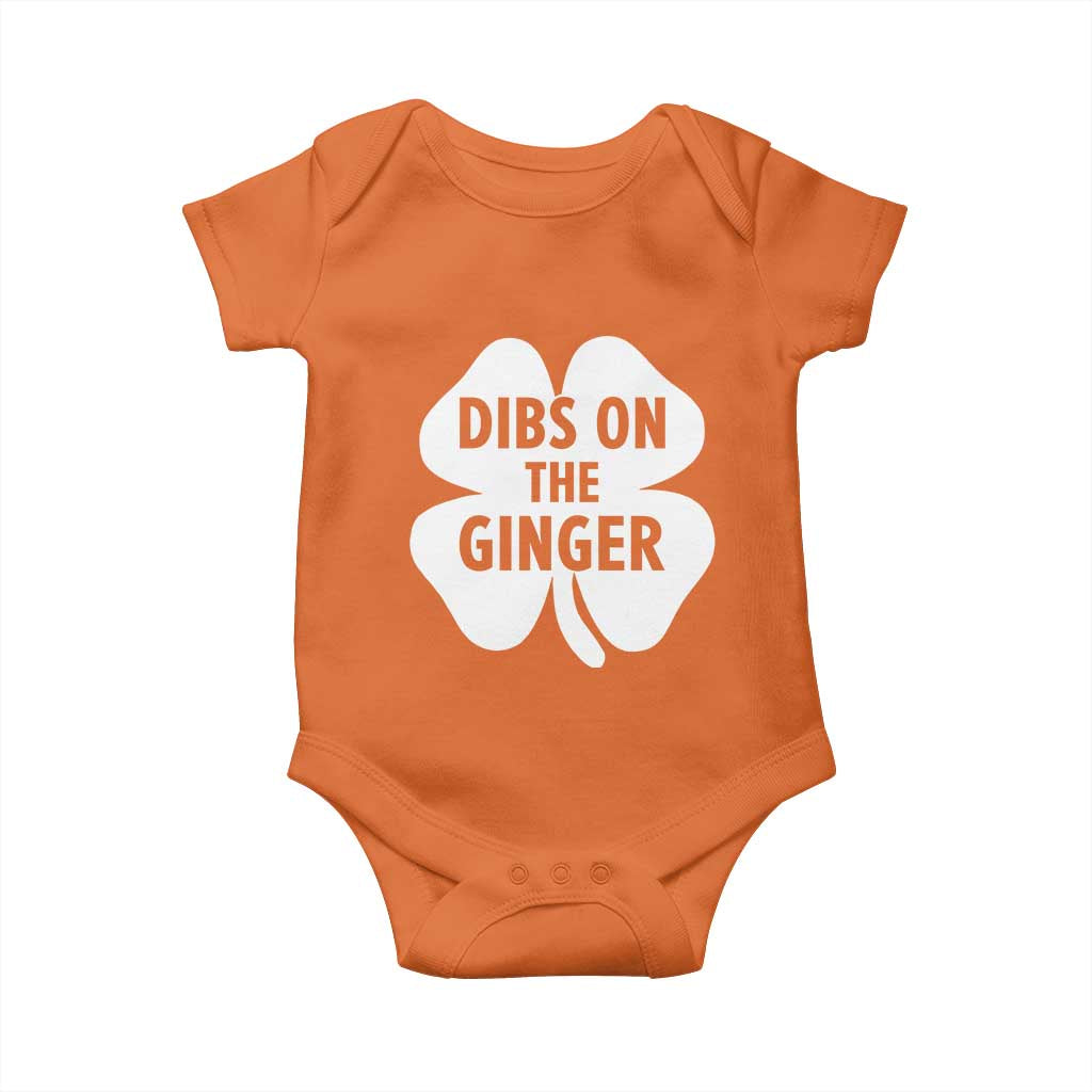 St Patricks Day Shamrock Dibs On The Ginger Baby Onesie Funny Redhead Irish