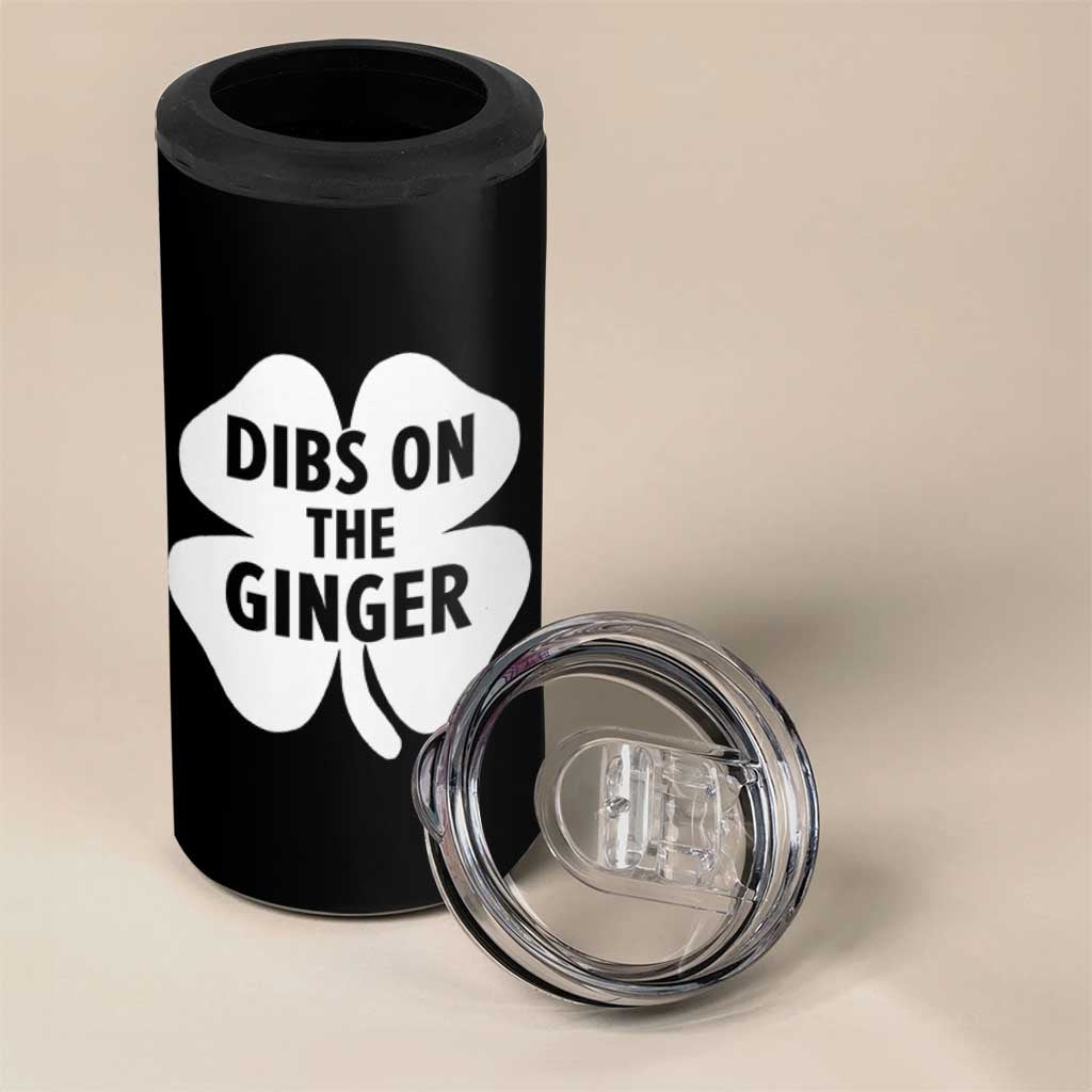 St Patricks Day Shamrock Dibs On The Ginger 4 in 1 Can Cooler Tumbler Funny Redhead Irish