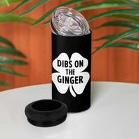 St Patricks Day Shamrock Dibs On The Ginger 4 in 1 Can Cooler Tumbler Funny Redhead Irish