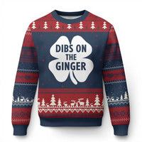 St Patricks Day Shamrock Dibs On The Ginger Ugly Christmas Sweater Funny Redhead Irish