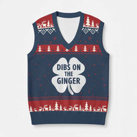 St Patricks Day Shamrock Dibs On The Ginger V-Neck Knit Sweater Vest Funny Redhead Irish