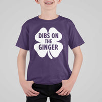 St Patricks Day Shamrock Dibs On The Ginger T Shirt For Kid Funny Redhead Irish