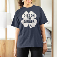 St Patricks Day Shamrock Dibs On The Ginger T Shirt For Women Funny Redhead Irish